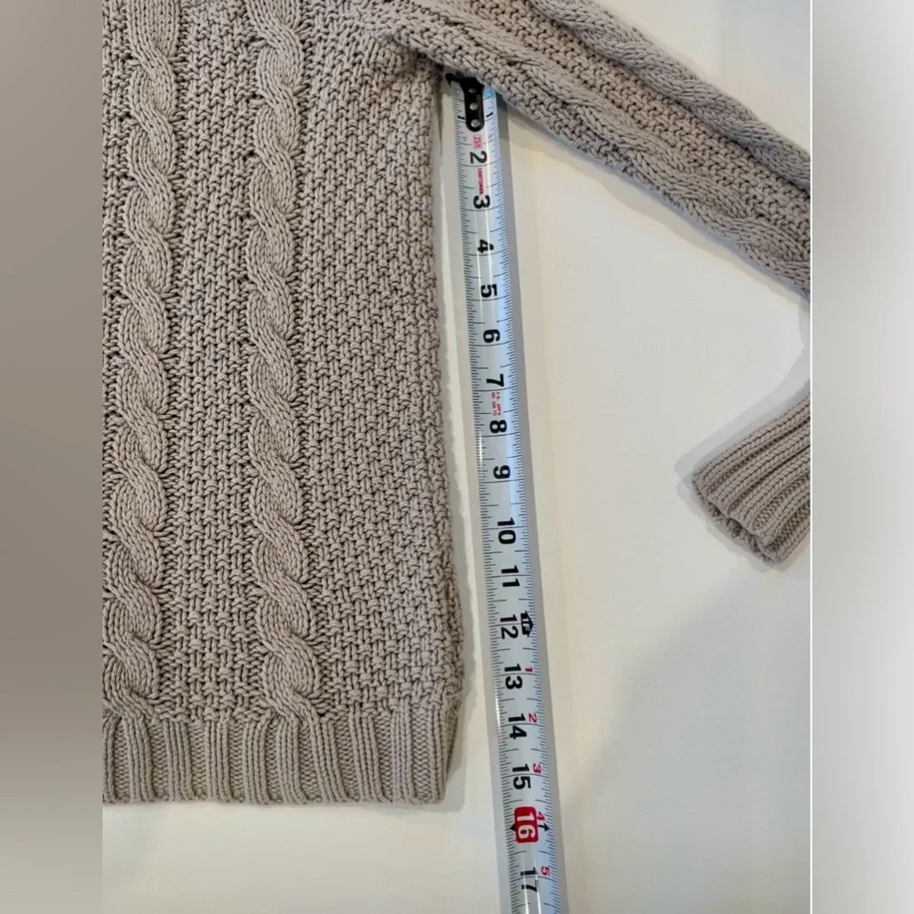 LC Lauren Conrad Lace Cotton Women's Taupe Cable Knit Sweater - Picture 9 of 14
